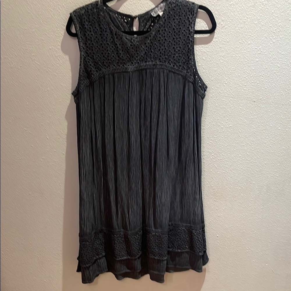 Knox Rose Gray Smocked Pleated Mini Dress